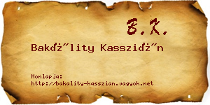 Bakálity Kasszián névjegykártya